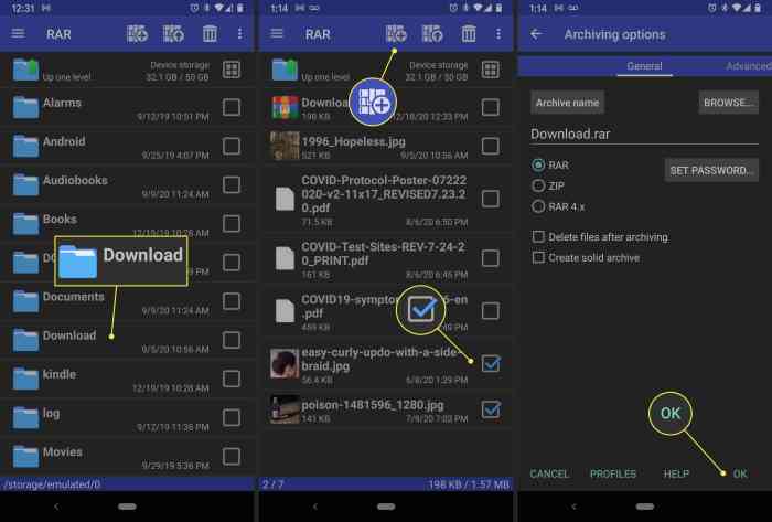 Cara membuat file rar di android