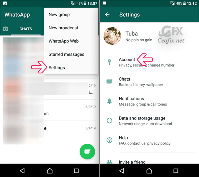 Whatsapp status hide settings click steps simple option account