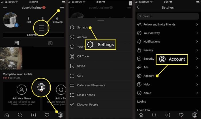 Cara mengaitkan 2 akun ig