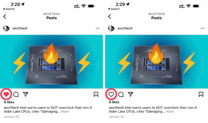 Cara unlike instagram dengan cepat
