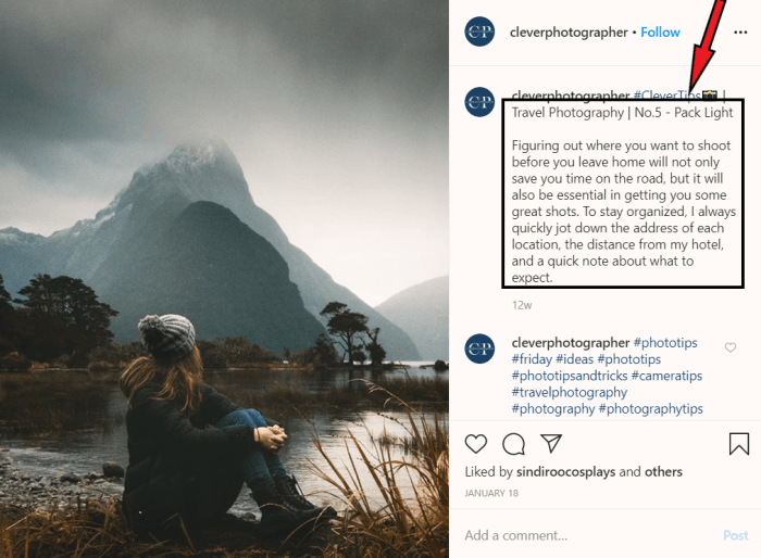 Cara bold caption instagram