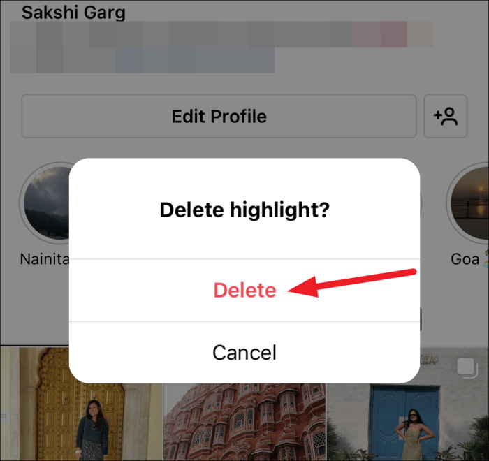 Cara menghapus sorotan di ig