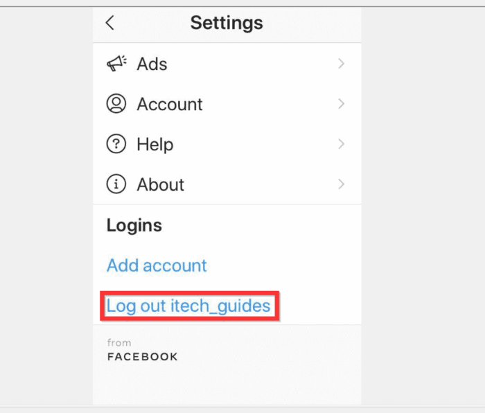 Cara logout instagram yang nyangkut